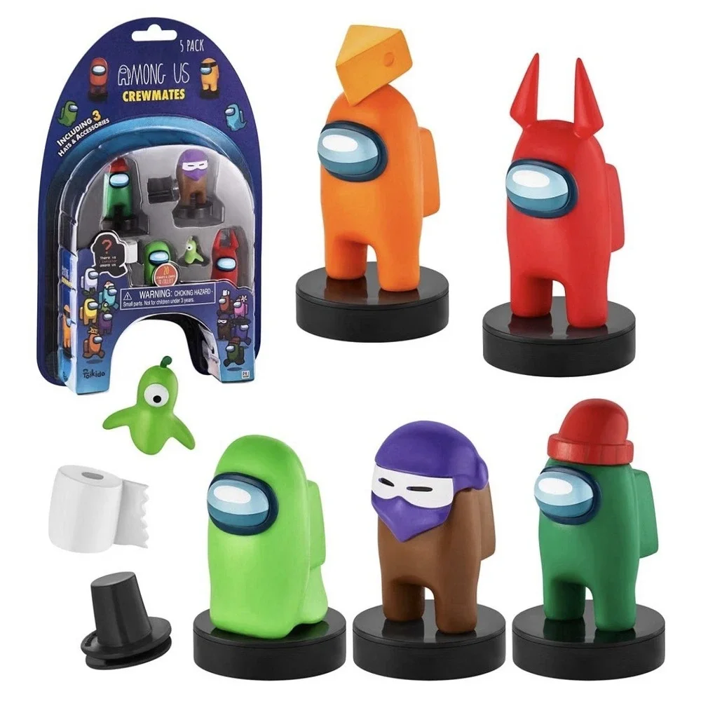 Among Us Crewmates Stampers 5pk Fortegreen Lime Brown Orange Game Figure Set